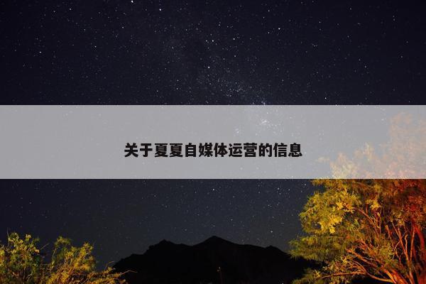 关于夏夏自媒体运营的信息