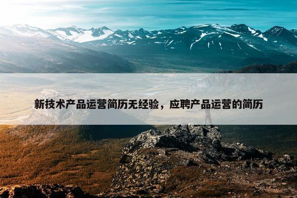 新技术产品运营简历无经验，应聘产品运营的简历