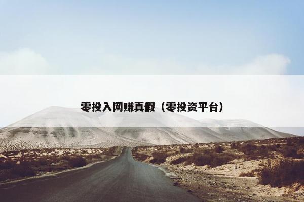 零投入网赚真假（零投资平台）