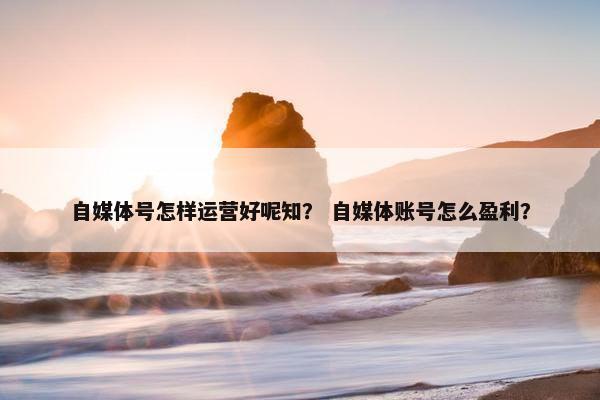 自媒体号怎样运营好呢知？ 自媒体账号怎么盈利？