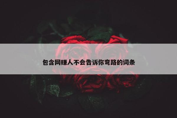 包含网赚人不会告诉你弯路的词条
