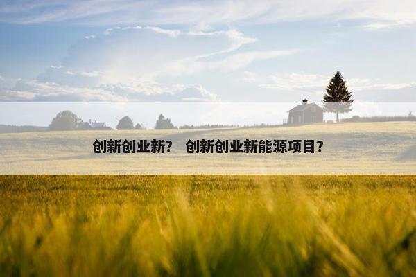 创新创业新？ 创新创业新能源项目？