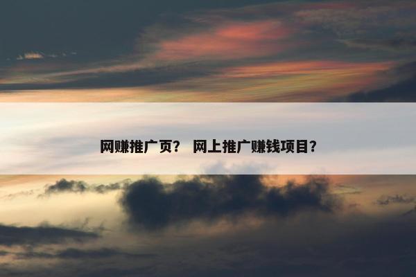 网赚推广页？ 网上推广赚钱项目？