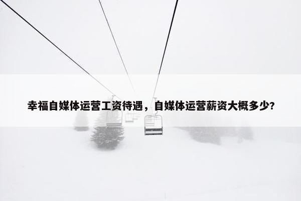 幸福自媒体运营工资待遇，自媒体运营薪资大概多少?