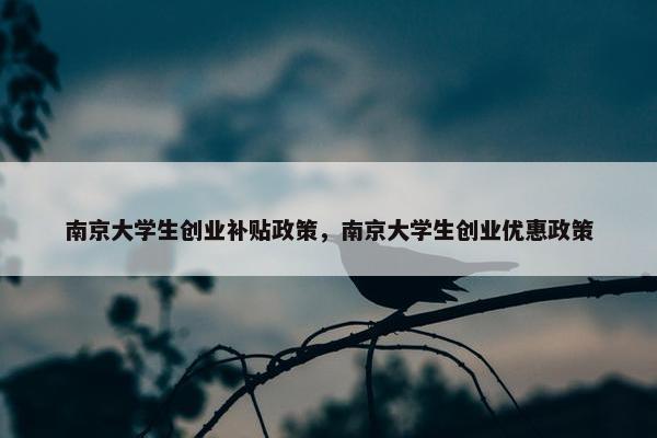 南京大学生创业补贴政策，南京大学生创业优惠政策