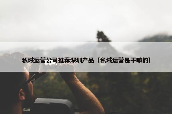 私域运营公司推荐深圳产品（私域运营是干嘛的）