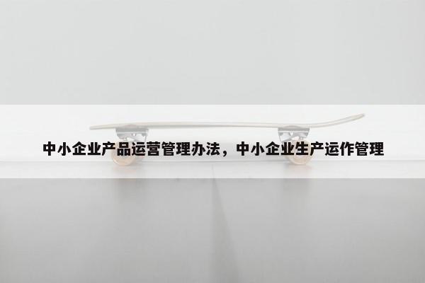 中小企业产品运营管理办法，中小企业生产运作管理