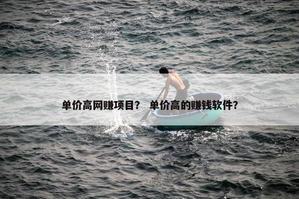 单价高网赚项目？ 单价高的赚钱软件？