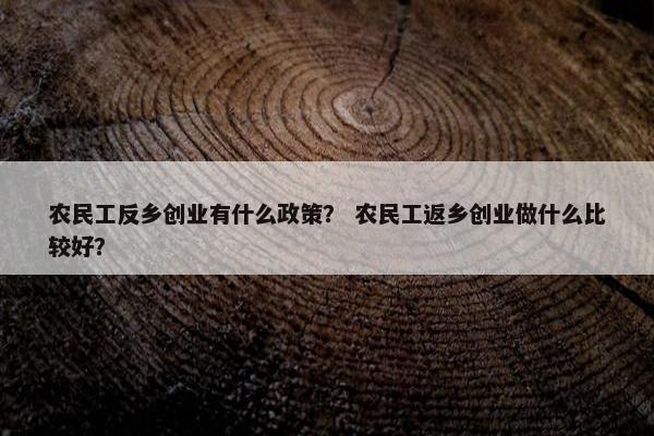 农民工反乡创业有什么政策？ 农民工返乡创业做什么比较好？