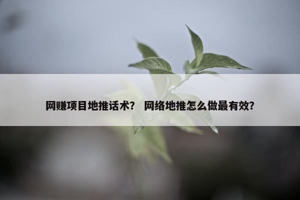 网赚项目地推话术？ 网络地推怎么做最有效？