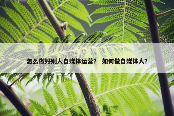 怎么做好别人自媒体运营？ 如何做自媒体人？