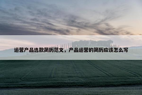 运营产品选款简历范文，产品运营的简历应该怎么写