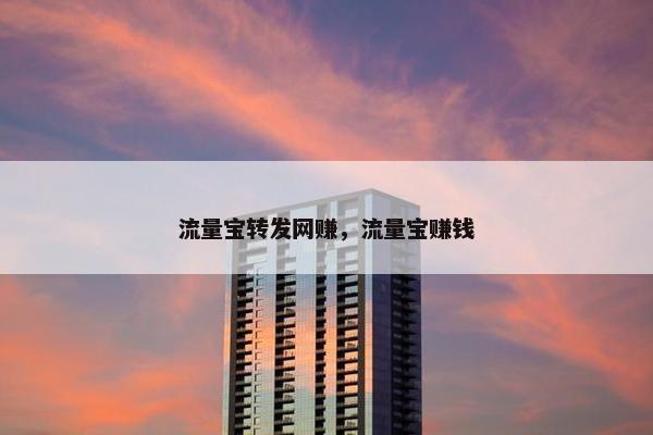 流量宝转发网赚，流量宝赚钱