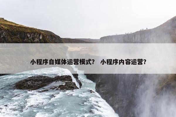 小程序自媒体运营模式？ 小程序内容运营？