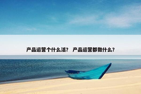 产品运营个什么活？ 产品运营都做什么？