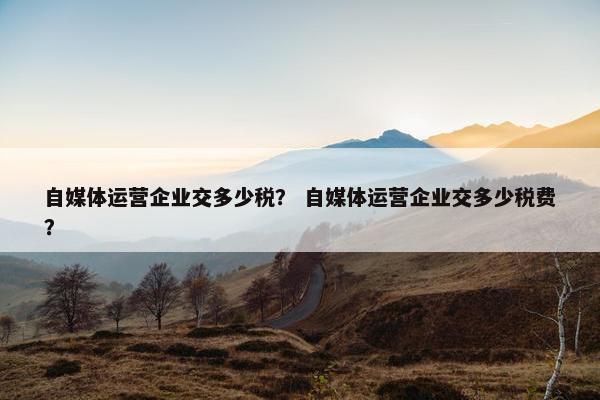 自媒体运营企业交多少税? 自媒体运营企业交多少税费? 自媒体运营企业交多少税? 自媒体运营企业交多少税费?