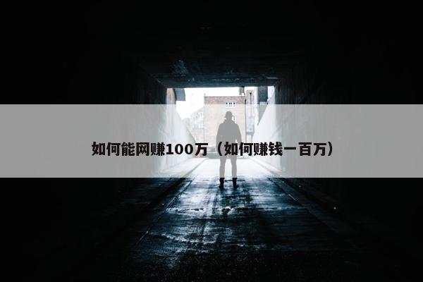 如何能网赚100万(如何赚钱一百万) 如何能网赚100万(如何赚钱一百万)