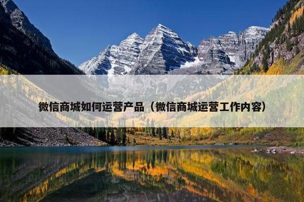 微信商城如何运营产品（微信商城运营工作内容）