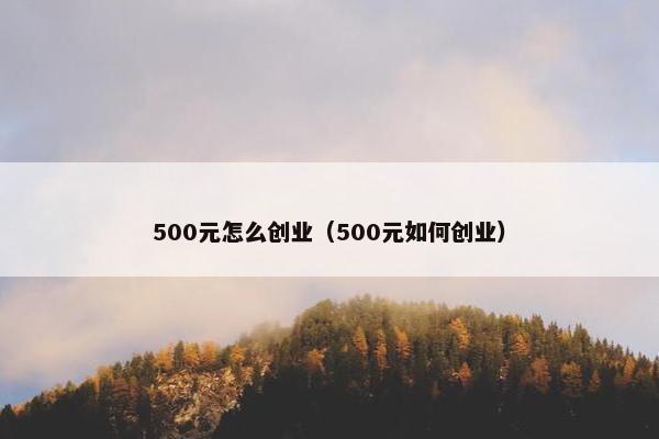 500元怎么创业（500元如何创业）