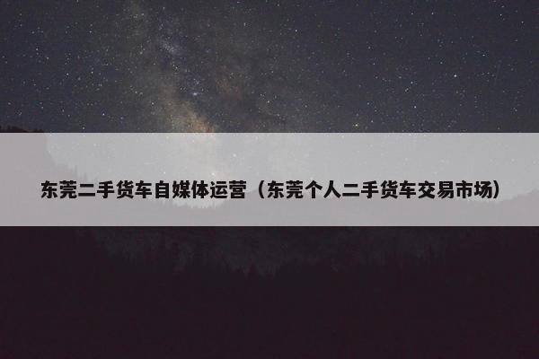 东莞二手货车自媒体运营（东莞个人二手货车交易市场）
