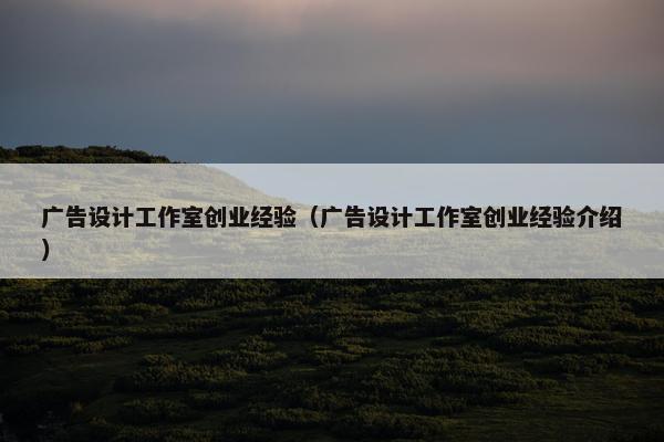 广告设计工作室创业经验（广告设计工作室创业经验介绍）