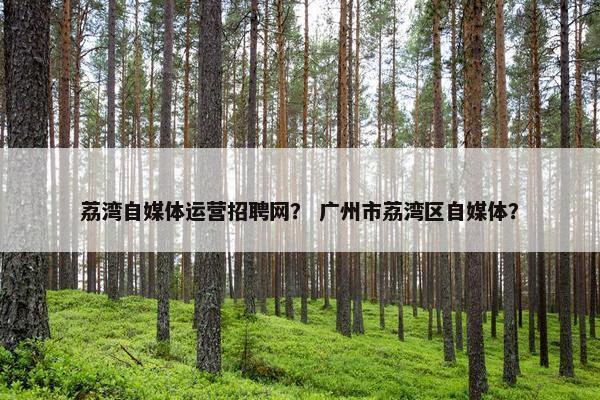 荔湾自媒体运营招聘网？ 广州市荔湾区自媒体？