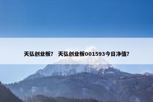天弘创业板？ 天弘创业板001593今日净值？