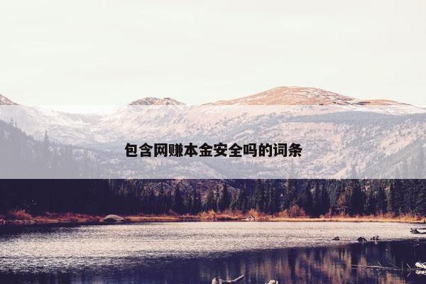 包含网赚本金安全吗的词条