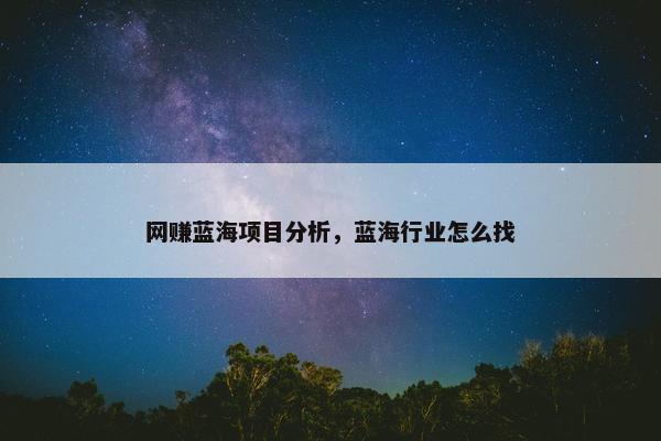 网赚蓝海项目分析，蓝海行业怎么找