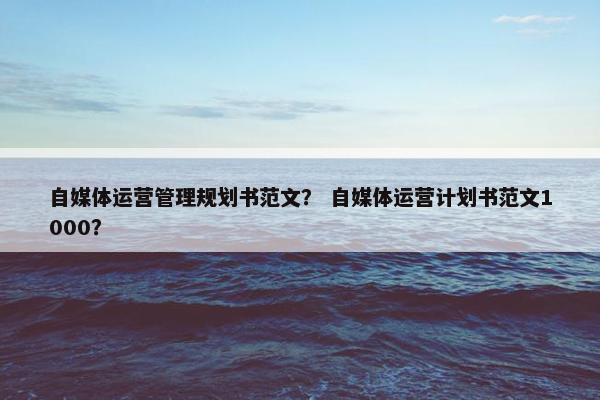 自媒体运营管理规划书范文？ 自媒体运营计划书范文1000？