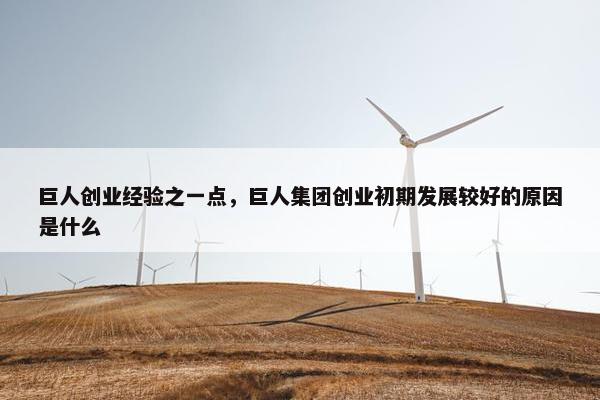 巨人创业经验之一点，巨人集团创业初期发展较好的原因是什么