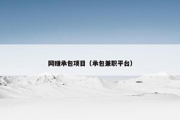 网赚承包项目（承包兼职平台）