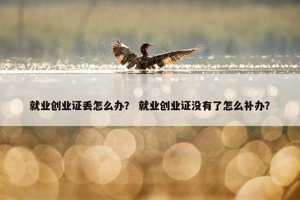 就业创业证丢怎么办？ 就业创业证没有了怎么补办？