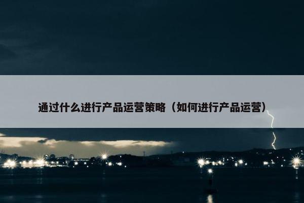 通过什么进行产品运营策略（如何进行产品运营）