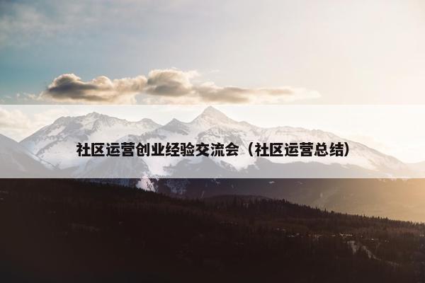 社区运营创业经验交流会（社区运营总结）
