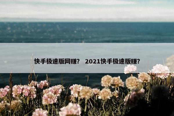 快手极速版网赚？ 2021快手极速版赚？