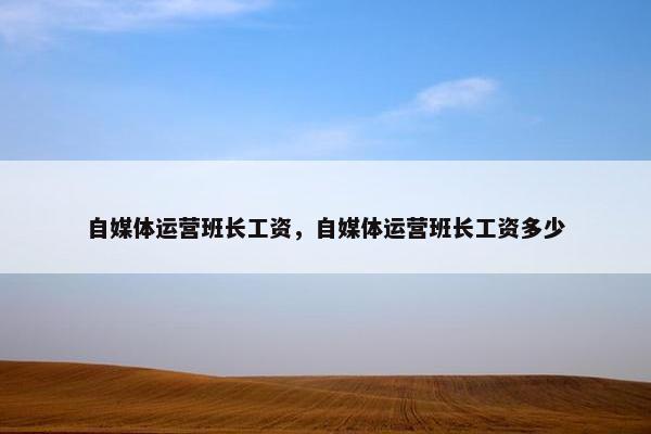 自媒体运营班长工资，自媒体运营班长工资多少