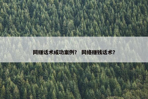 网赚话术成功案例？ 网络赚钱话术？