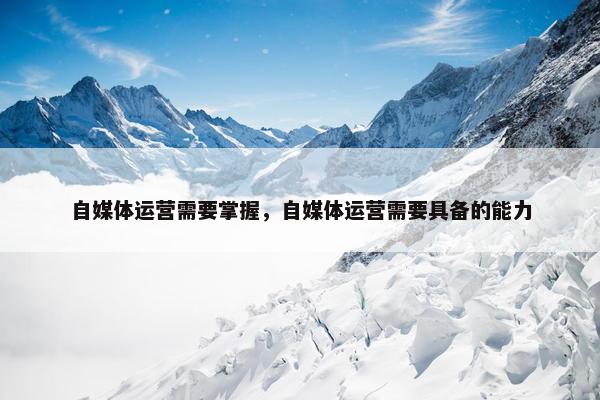 自媒体运营需要掌握，自媒体运营需要具备的能力