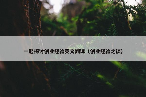 一起探讨创业经验英文翻译（创业经验之谈）