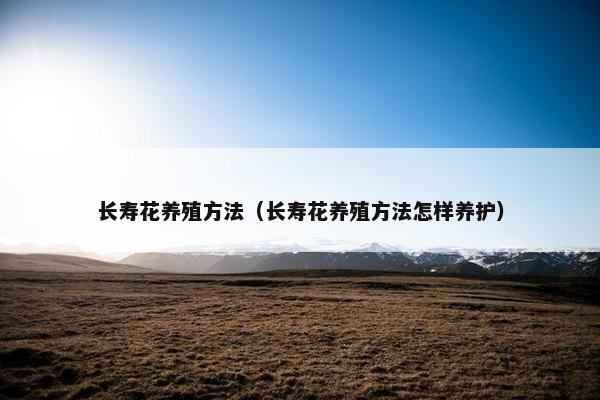 长寿花养殖方法（长寿花养殖方法怎样养护）