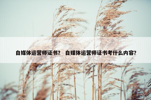 自媒体运营师证书? 自媒体运营师证书考什么内容? 自媒体运营师证书? 自媒体运营师证书考什么内容?