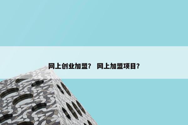 网上创业加盟？ 网上加盟项目？