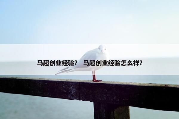 马超创业经验？ 马超创业经验怎么样？