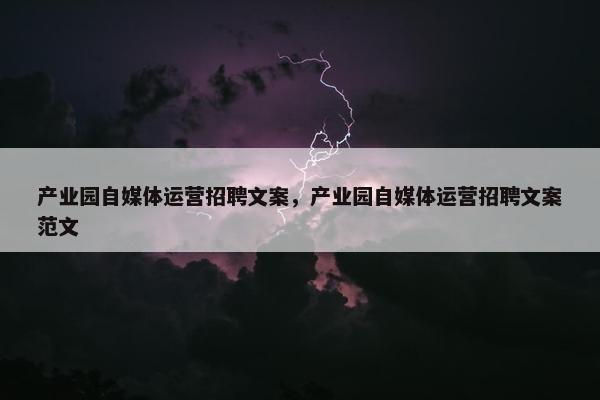 产业园自媒体运营招聘文案，产业园自媒体运营招聘文案范文