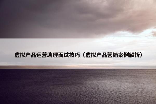 虚拟产品运营助理面试技巧（虚拟产品营销案例解析）