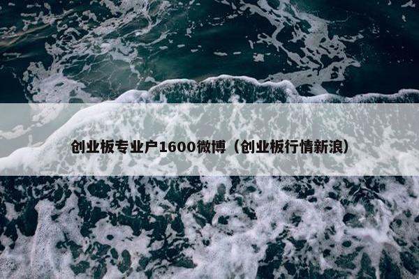 创业板专业户1600微博（创业板行情新浪）