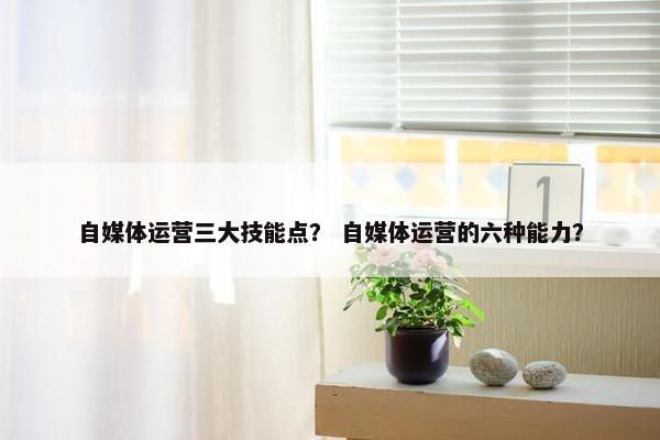 自媒体运营三大技能点？ 自媒体运营的六种能力？