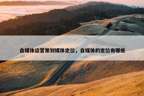 自媒体运营策划媒体定位，自媒体的定位有哪些