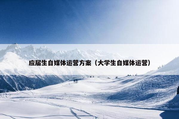 应届生自媒体运营方案(大学生自媒体运营) 应届生自媒体运营方案(大学生自媒体运营)